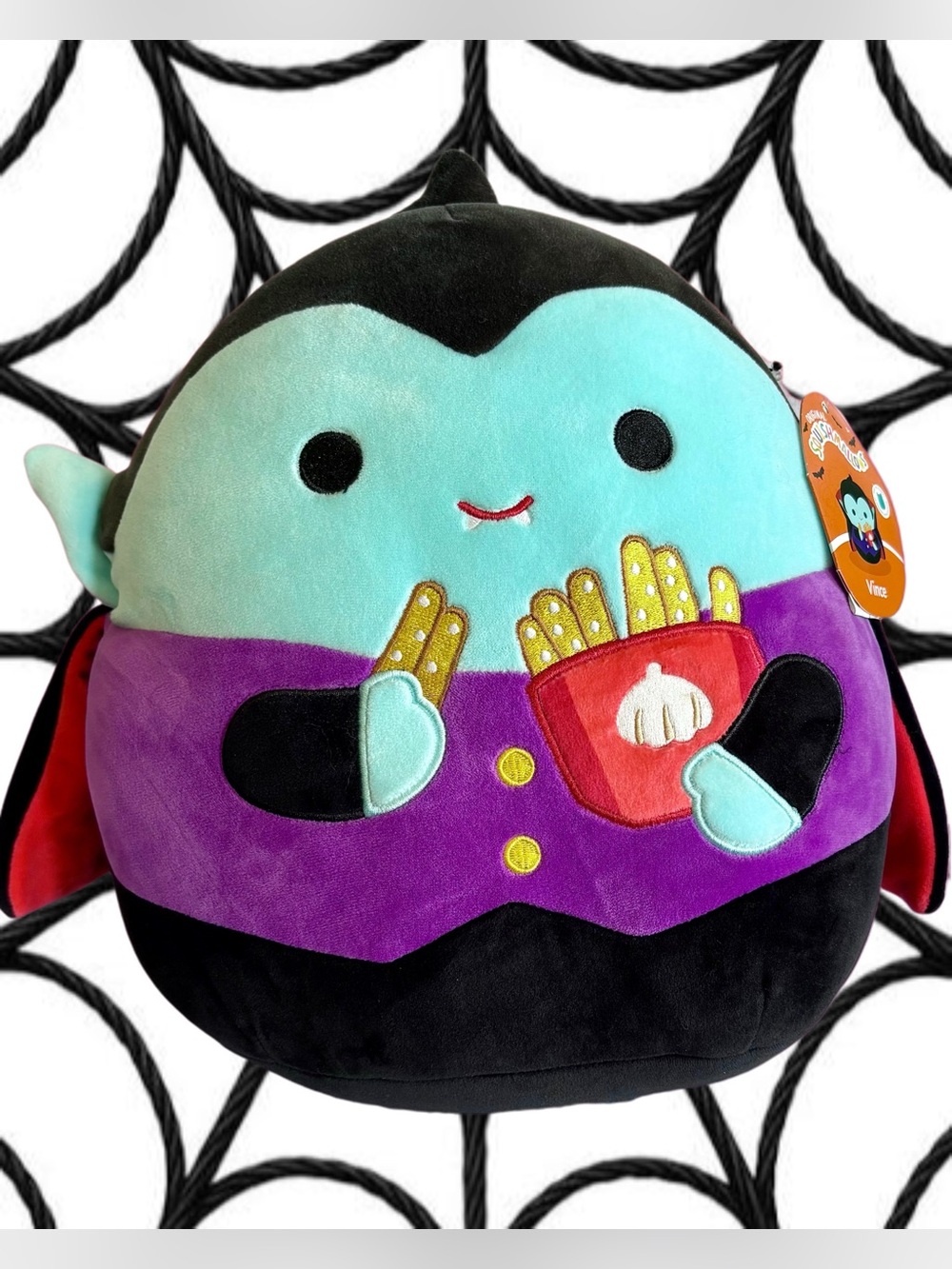VINCE Eating Garlic Fries Squishmallows Vampire Plush Pillow Collectible NWT